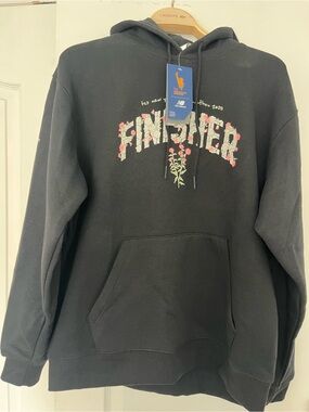 New Balance Black Hoodie with Pink & Green Floral 'FINISHER' Graphic with COTTON